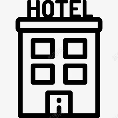 酒店城市元素5线性图标图标