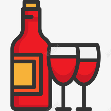 葡萄酒感恩节12线性颜色图标图标