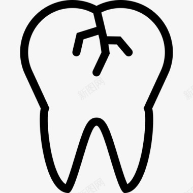 断牙医学和牙科2线状图标图标