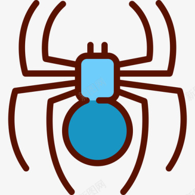 蜘蛛带线宠物店直线颜色图标图标
