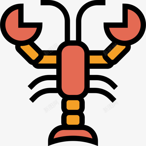 龙虾海洋生物线颜色线颜色图标svg_新图网 https://ixintu.com 海洋生物线颜色 线颜色 龙虾