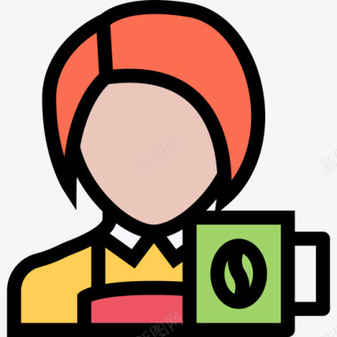 服务员咖啡店16号彩色图标图标