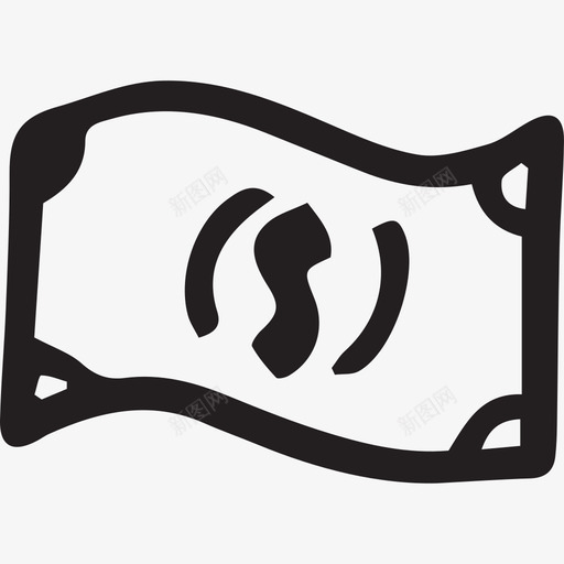 美元钞票手绘电子商务黑色图标svg_新图网 https://ixintu.com 手绘电子商务 美元钞票 黑色
