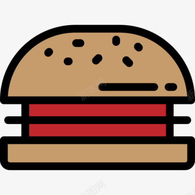 汉堡食品和餐厅大包装颜色线性颜色图标图标