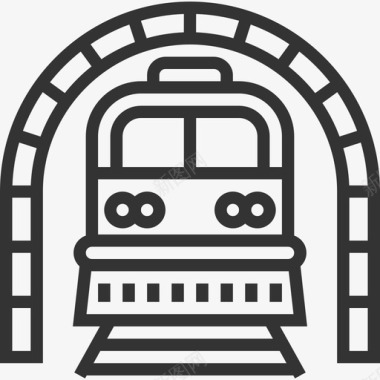 火车城市元素3线性图标图标