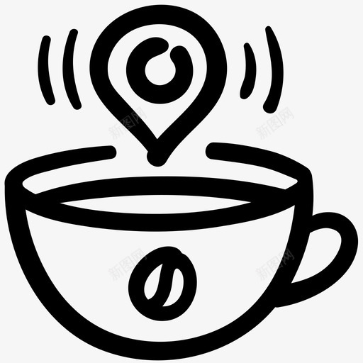咖啡馆位置饮料别针图标svg_新图网 https://ixintu.com 别针 咖啡轮廓涂鸦 咖啡馆位置 饮料
