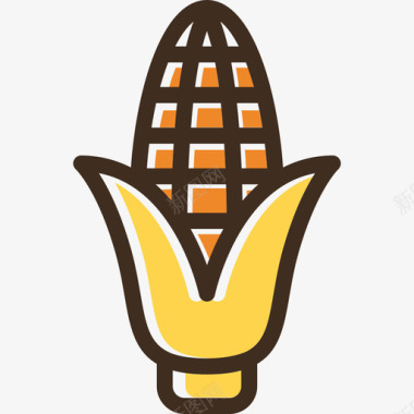 玉米食品线性彩色食品套装图标图标