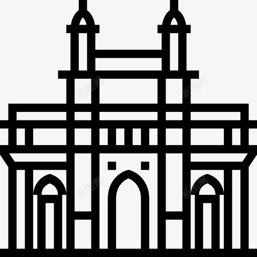 印度之门地标3直线图标svg_新图网 https://ixintu.com 印度之门 地标3 直线