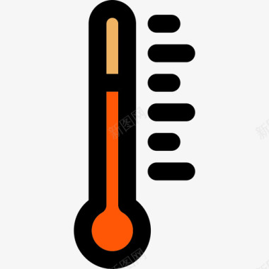 温度计夏季元素2线性颜色图标图标