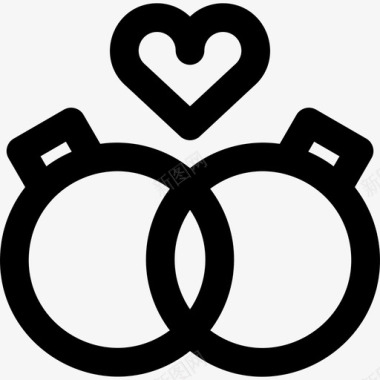 结婚戒指爱情和浪漫4直系图标图标