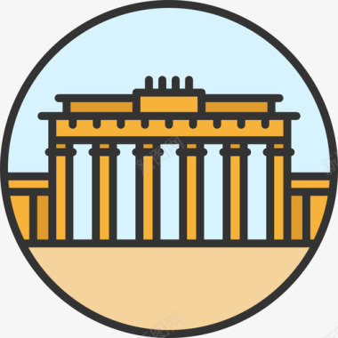 勃兰登堡门纪念碑8线性颜色图标图标