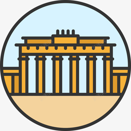 勃兰登堡门纪念碑8线性颜色图标svg_新图网 https://ixintu.com 勃兰登堡门 纪念碑8 线性颜色