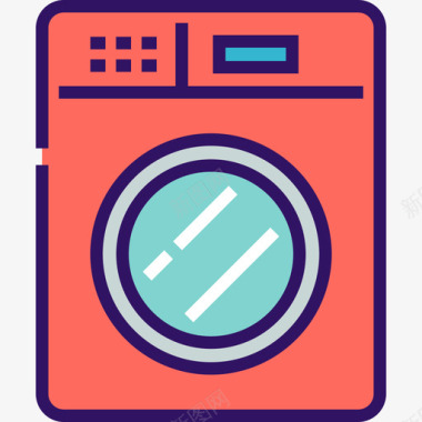 洗衣机厨房6线性颜色图标图标