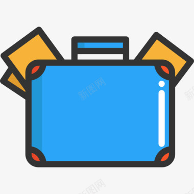 手提箱学校元素4线性颜色图标图标