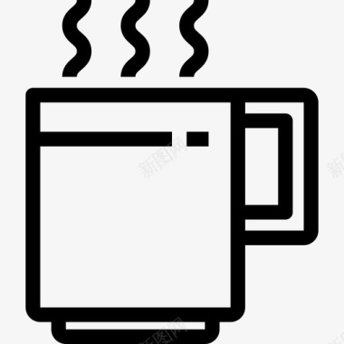 咖啡杯初创企业和新的商业环境直线型图标图标