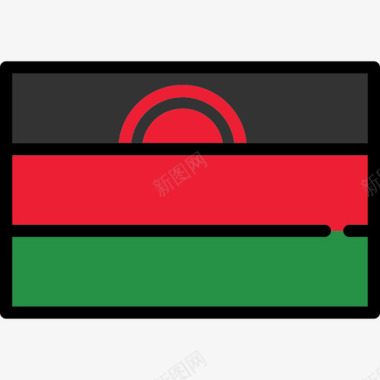 马拉维旗帜收藏长方形图标图标