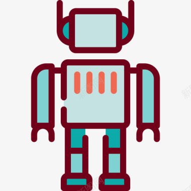 机器人玩具3线性颜色图标图标