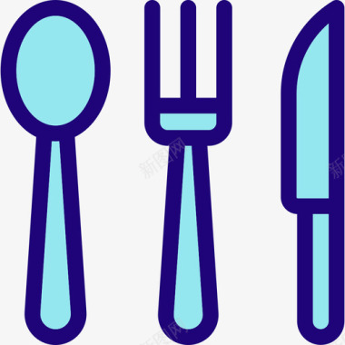 餐具seo元素线性颜色图标图标