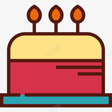 生日蛋糕食物6线性颜色图标图标