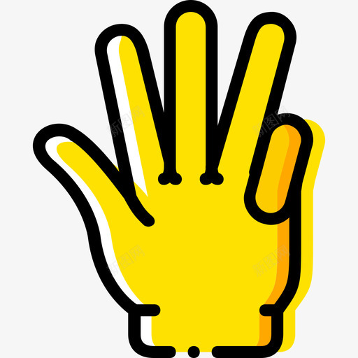 手指手势7黄色图标svg_新图网 https://ixintu.com 手势7 手指 黄色