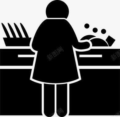 女人洗碗家务清洁图标图标