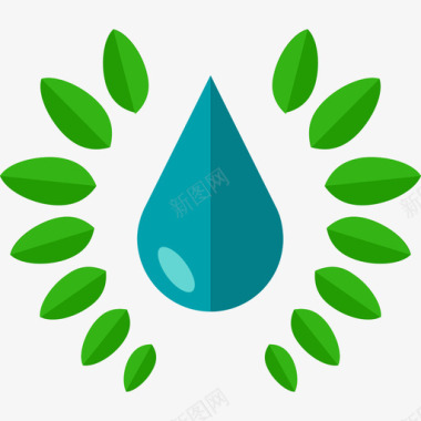 水滴生态平坦图标图标