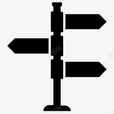 路标路标和交叉路口字形图标图标