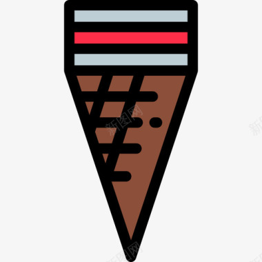 冰淇淋野餐和烧烤色线性颜色图标图标