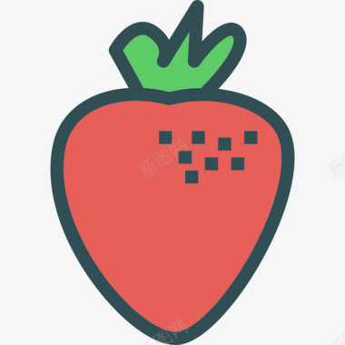 草莓色厨房4线性颜色图标图标