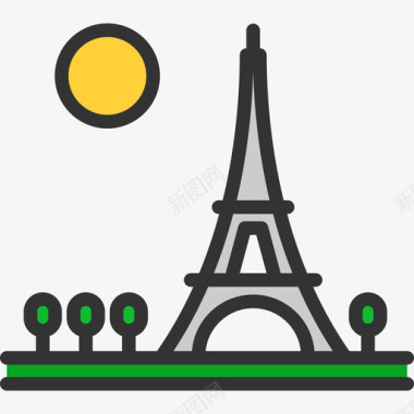 巴黎风景线的颜色线的颜色图标图标