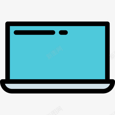 笔记本电脑电子3线性彩色图标图标