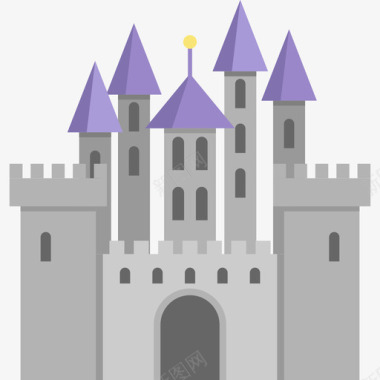 城堡童话元素平面图标图标