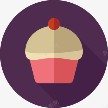 纸杯蛋糕圆形食物扁平图标图标