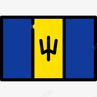 巴巴多斯旗帜收藏长方形图标图标