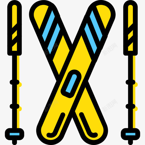 滑雪冬天黄色图标svg_新图网 https://ixintu.com 冬天 滑雪 黄色
