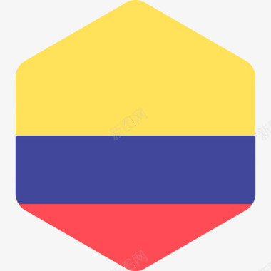 哥伦比亚国际国旗2六边形图标图标