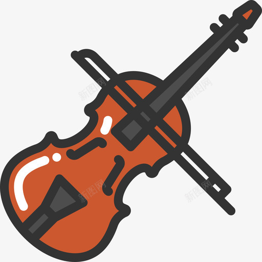 小提琴乐器3线颜色图标svg_新图网 https://ixintu.com 乐器3 小提琴 线颜色