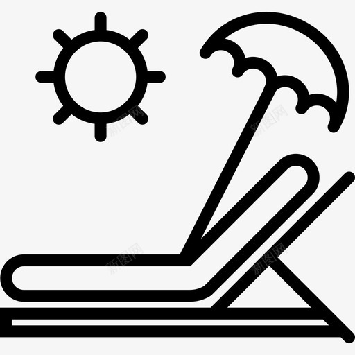 日光浴床旅游系列直线型图标svg_新图网 https://ixintu.com 旅游系列 日光浴床 直线型