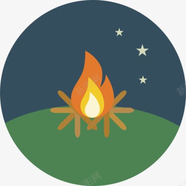 篝火自然2圆形平面图标图标