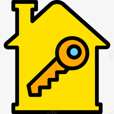 房子钥匙房地产11号黄色图标图标