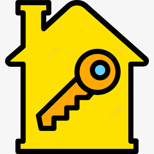 房子钥匙房地产11号黄色图标svg_新图网 https://ixintu.com 房地产11号 房子钥匙 黄色