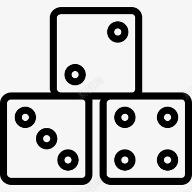 骰子赌博3直线型图标图标