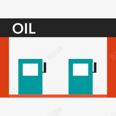 加油站建筑物建筑物颜色图标图标