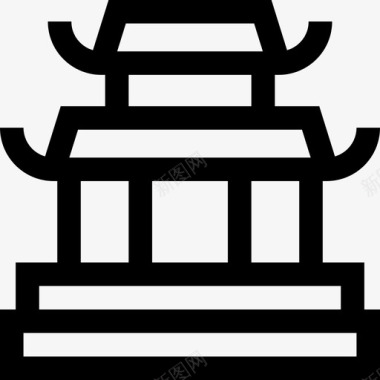 中国庙宇特雷维尔收藏线性图标图标