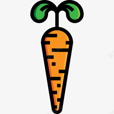 胡萝卜食物和餐厅3线性颜色图标图标