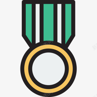奖章选票和问候3线颜色图标图标