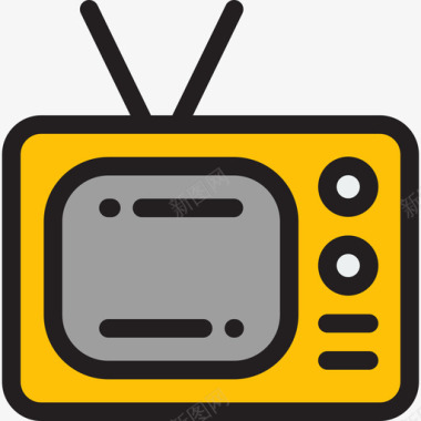电视通信和媒体7线性颜色图标图标