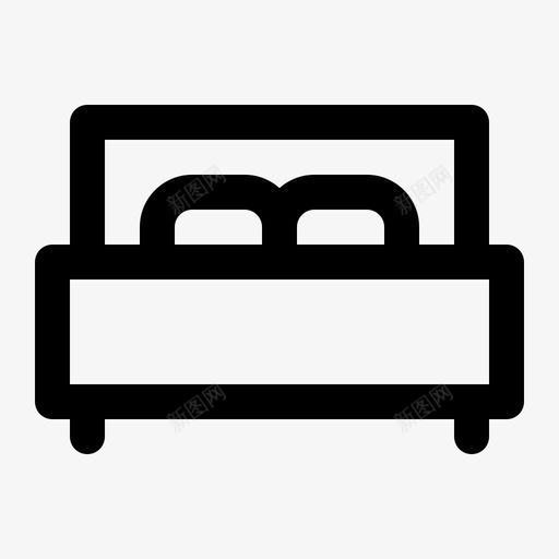 双人床卧室家具图标svg_新图网 https://ixintu.com 卧室 双人床 家具 家庭 酒店和度假线图标集
