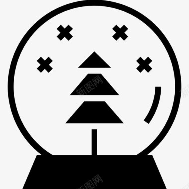 雪球圣诞雕文实心图标图标