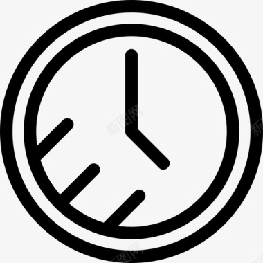 时钟商务和办公套装直线型图标图标